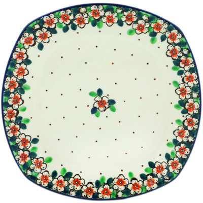 Polish Pottery Plate 8&quot; Strawberry Blossom