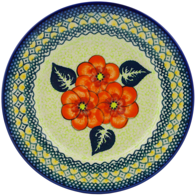 Polish Pottery Plate 8&quot; Summer Poppies UNIKAT