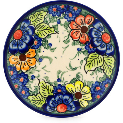 Polish Pottery Plate 8&quot; Summertime Blues UNIKAT