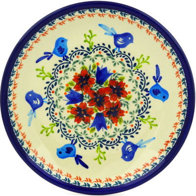 Polish Pottery Plate 8&quot; Vine Birds UNIKAT