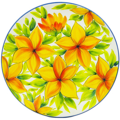 Polish Pottery Plate 8&quot; Yellow Garden