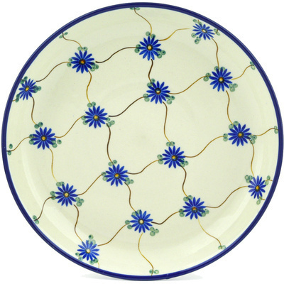 Polish Pottery Plate 9&quot; Aster Trellis