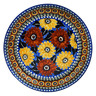 Polish Pottery Plate 9&quot; Autumn Chrysanthemums UNIKAT