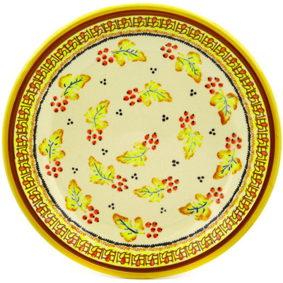 Polish Pottery Plate 9&quot; Autumn Leaves