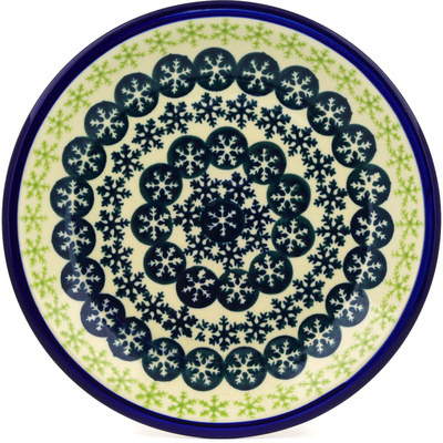 Polish Pottery Plate 9" Black Snowflake