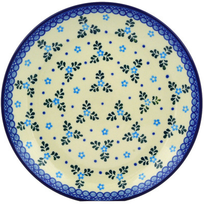 Polish Pottery Plate 9&quot; Blue Alysum Patch