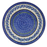 Polish Pottery Plate 9&quot; Blue Bud Sea