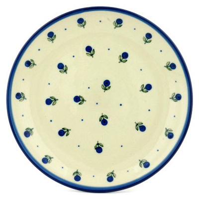 Polish Pottery Plate 9&quot; Blue Buds