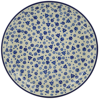 Polish Pottery Plate 9&quot; Blue Confetti