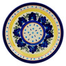 Polish Pottery Plate 9&quot; Blue Diamond Flowers