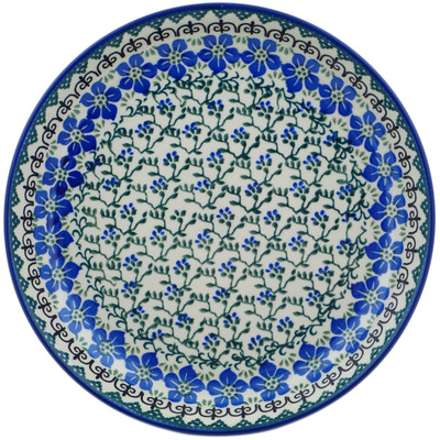 Polish Pottery Plate 9&quot; Blue Dogwood