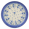 Polish Pottery Plate 9&quot; Blue Grapevine