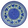 Polish Pottery Plate 9&quot; Blue Pansy