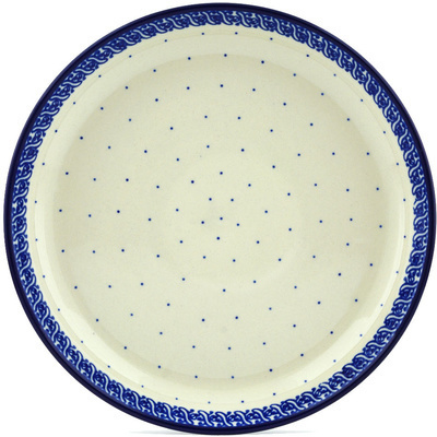 Polish Pottery Plate 9" Blue Polka Dot