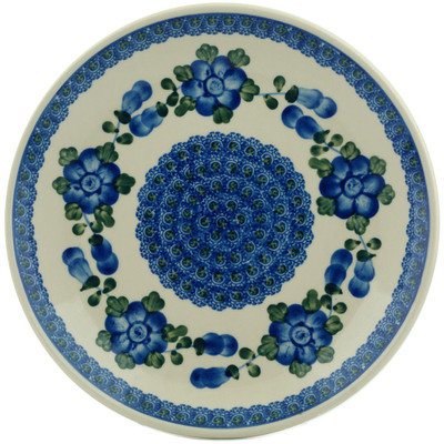 Polish Pottery Plate 9&quot; Blue Poppies