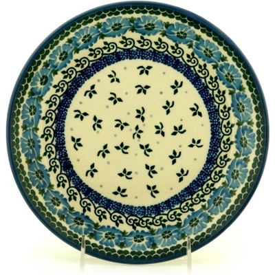 Polish Pottery Plate 9&quot; Blue Poppy Chain