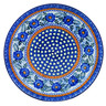 Polish Pottery Plate 9&quot; Blue Poppy Circle UNIKAT