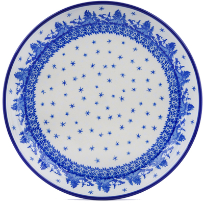 Polish Pottery Plate 9&quot; Blue Winter