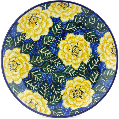 Polish Pottery Plate 9&quot; Butter Blooms UNIKAT