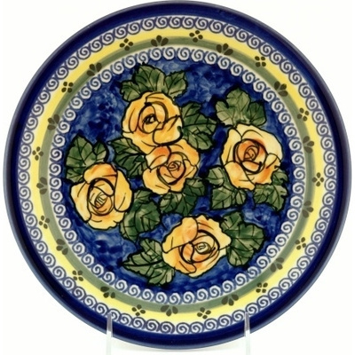 Polish Pottery Plate 9&quot; Cabbage Roses