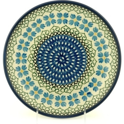 Polish Pottery Plate 9&quot; Chickory Heart Vines