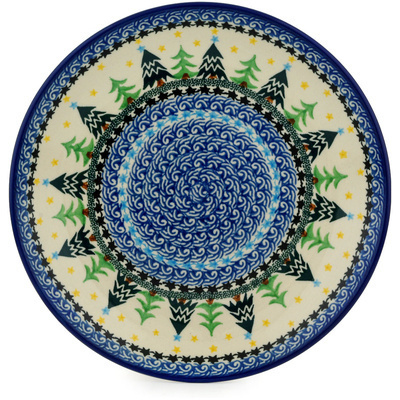 Polish Pottery Plate 9&quot; Christmas Evergreen