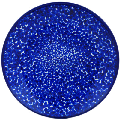 Polish Pottery Plate 9&quot; Cobalt Dots
