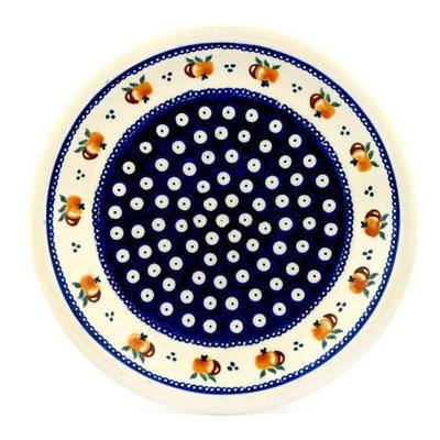 Polish Pottery Plate 9&quot; Country Apple Peacock