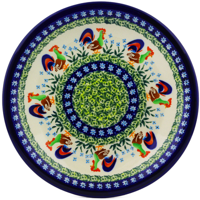 Polish Pottery Plate 9&quot; Country Rooster UNIKAT