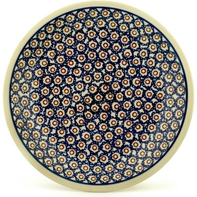 Polish Pottery Plate 9&quot; Daisy Stamps