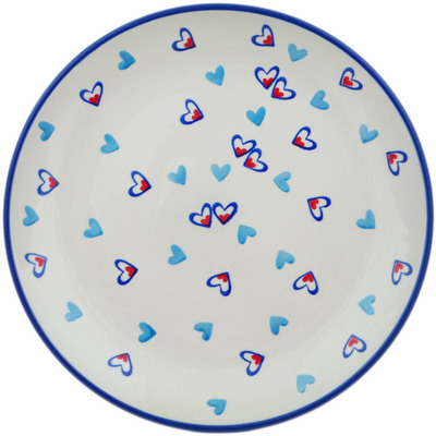 Polish Pottery Plate 9&quot; Dancing Hearts