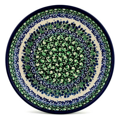 Polish Pottery Plate 9&quot; Emerald Garden UNIKAT