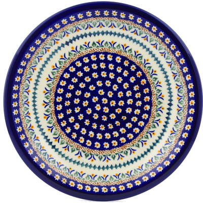 Polish Pottery Plate 9&quot; Floral Peacock UNIKAT