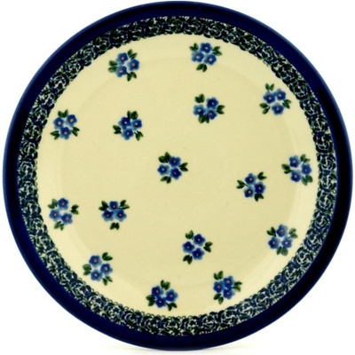 Polish Pottery Plate 9&quot; Forget Me Not Dots