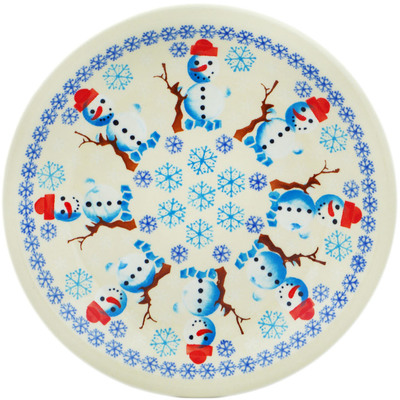 Polish Pottery Plate 9&quot; Frosty Snowman