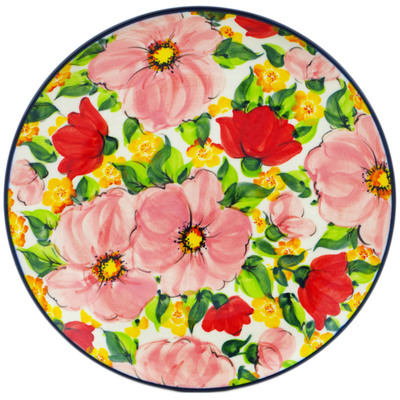 Polish Pottery Plate 9&quot; Full Of Flowers UNIKAT