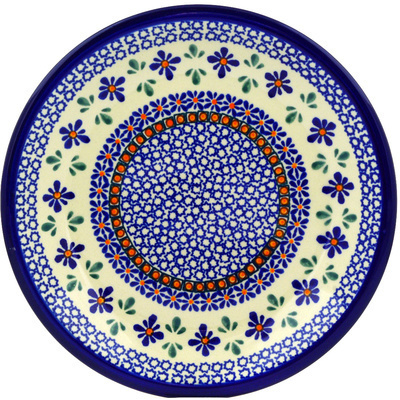 Polish Pottery Plate 9&quot; Gangham Flower Chain