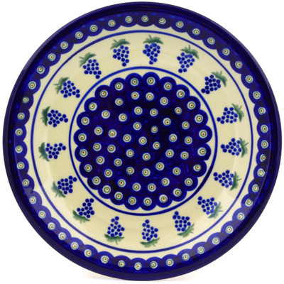 Polish Pottery Plate 9&quot; Grape Peacock