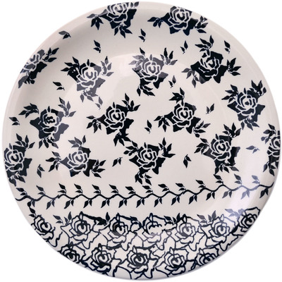 Polish Pottery Plate 9&quot; Midnight Rose