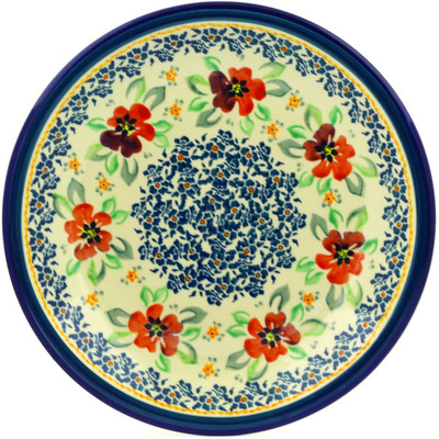 Polish Pottery Plate 9&quot; Nightingale Flower