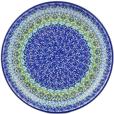 Polish Pottery Plate 9&quot; Ocean Tulips