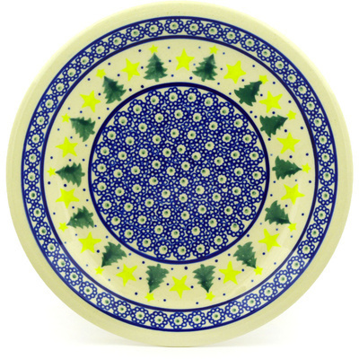 Polish Pottery Plate 9" Peacock Evergreen