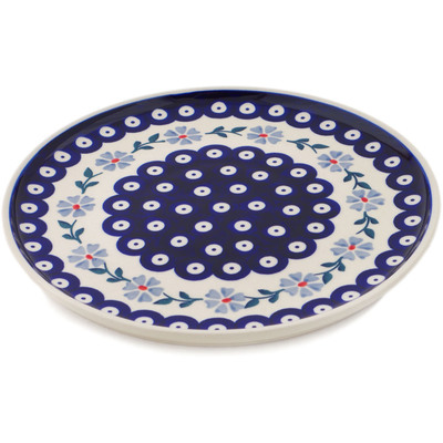 Polish Pottery Plate 9&quot; Peacock Forget-me-not