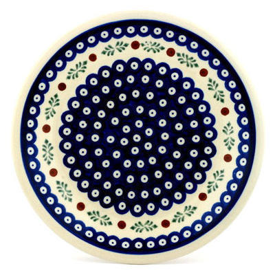 Polish Pottery Plate 9&quot; Peacock Hollies