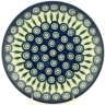 Polish Pottery Plate 9&quot; Peacock Leaves