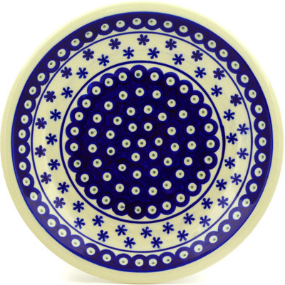 Polish Pottery Plate 9&quot; Peacock Snowflake