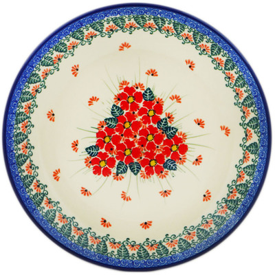 Polish Pottery Plate 9&quot; Pink Forget Me Not UNIKAT