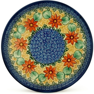 Polish Pottery Plate 9&quot; Poinsettia Wreath UNIKAT