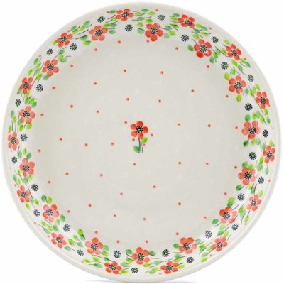 Polish Pottery Plate 9&quot; Poppy Flower
