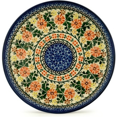 Polish Pottery Plate 9&quot; Red Chickory Circle UNIKAT